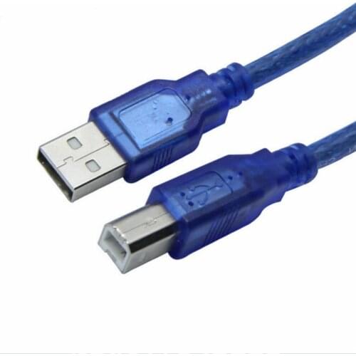 USB 2.0 Printer Cable Type A Male to Type B Male Dual Shielding High Speed Transparent Blue