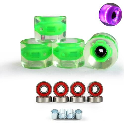 60*45mm Led Skateboard wheels with bearing set longboard wheels 78A soft fishboard wheels PU wearable wheels
