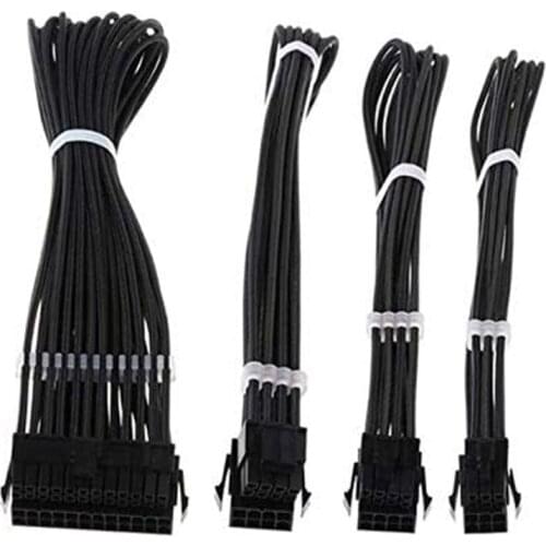 Basic Extension Cable Kit ATX 24Pin/ EPS 4+4Pin/ PCI-E 6+2Pin/PCI-E 6Pin Power Extension Cable for PC Computer Accessory