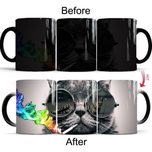Cool Cat Cup Mug Funny Cat Mugs 11oz Color Changing Coffee Mug Best Gift for Your Cat Mom Mug Drop Shipping