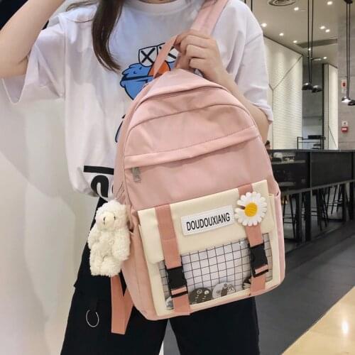 Cute Female Student Backpacks Women Flower Harajuku School Bags Lightweight Waterproof Nylon Kawaii Backpack Ladies Book Bag