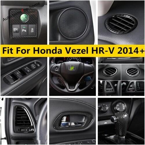 Dashboard AC Air Gear Shift Head Light Speaker Window Lift Cover Trim Carbon Fiber Accessories For Honda Vezel HR-V 2014 - 2021