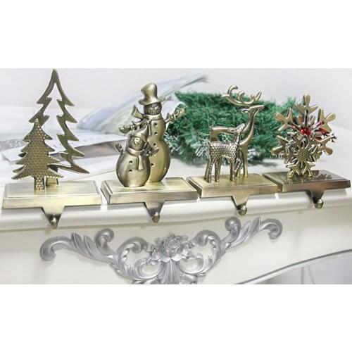 Non-slip Zinc Alloy Fireplace Stockings Hanger Good Load-bearing Christmas Tree Fireplace Stocking Hook Cute Xmas Home Decor