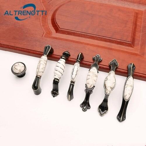 New Furniture Handle Rural Ceramic Zinc Alloy Wardrobe Kitchen Door Pull European Cabinet Cupboard Hardware Closet House Knob