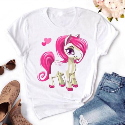 Newest Funny Unicorn Rainbows Women T-Shirt Summer Harajuku Cartoon T Shirt Womens Fashion Novelty Short Sleeve Tee Tops