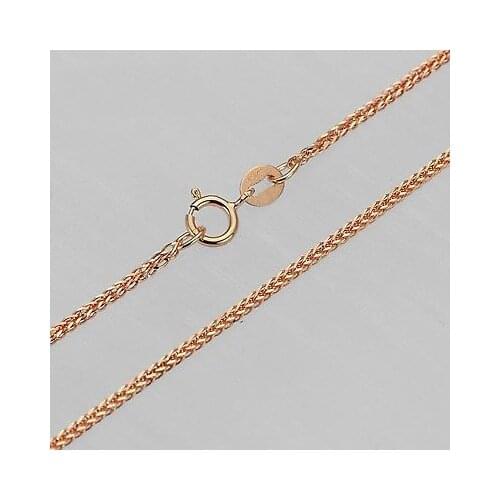 AU750 Fine Pure 18k Rose Gold 1mm W Wheat Chain Necklace / 1.52g/16.5inch