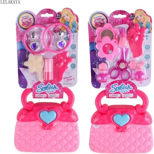 Plastic Pretend Play Baby Creative Puzzle Girls Beauty Fashion Toys Cartoon Lovely Indoor Role Play Make Up Toys Set Gift New