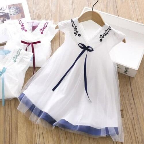 Girls Hanfu Dress 2020 Summer New Chinese Style Embroidery Net Yarn Princess Dress Baby Girl Treasure Dress 2-8 Years Old