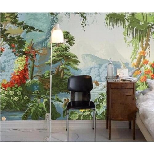 Custom Photo Wallpaper European Retro Nostalgic Palace Hand painted Pastoral Rainforest Oil Painting Mural Wall paper