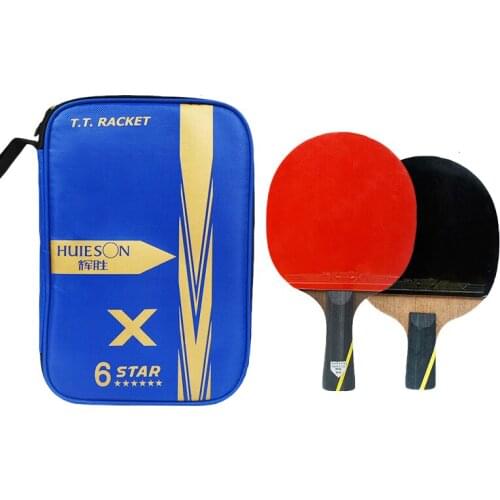 Huieson 1 Pair Table Tennis Racket 6 Star Carbon Fiber Blade Pimples-in Rubber Super Powerful Ping Pong Racket Bat with Cover