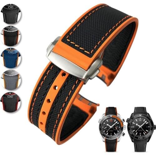 Watch Band For Omega SEAMASTER PLANET OCEAN SPEEDMASTER Silicone Rubber Nylon Strap Watch Accessories Watch Bracelet Watch Belt