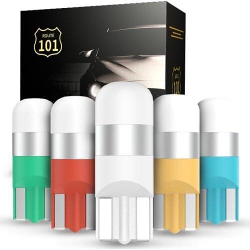 Route101 100pcs T10 W5W 194 12V LED Bulb 6000K White Warm Amber Red Blue Green Auto Lamp Car Interior Dome Number Plate Light