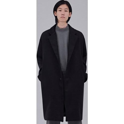 Woolen overcoat for mens long over knee cashmere autumn and winter thickened Korean version Nizi casual suit jacket