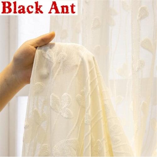 Light Luxury Embroidery Leaf Tulle Curtain For Living Room Partition Window Screen Bedroom Balcony Door Sheer Fabric X-JD945#35
