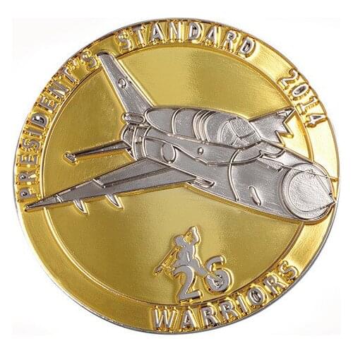 Customized golden airplane logo military coin