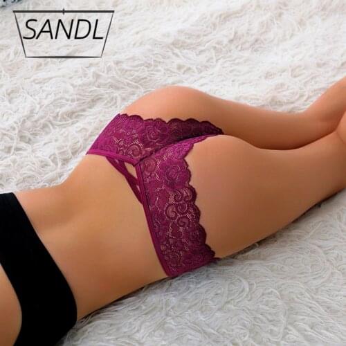 SANDL Womens Panties Sexy Lace Underwear Low-Waist Thong G-Strings Female Hollow Out Briefs Girls Intimates Lingerie Plus Size