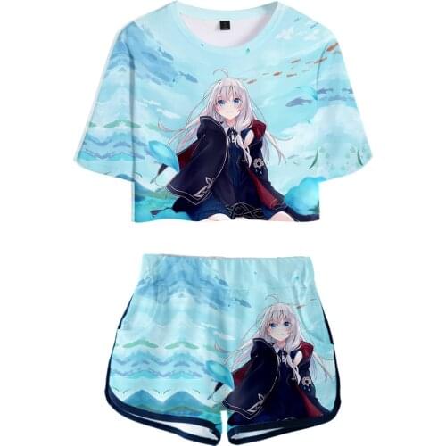 Women-clothing The Journey Of Elain 3D Summer Sets Sexy Short Tops+shorts Elastic Waist Suit Women Two Piece Sets Kawaii Girl