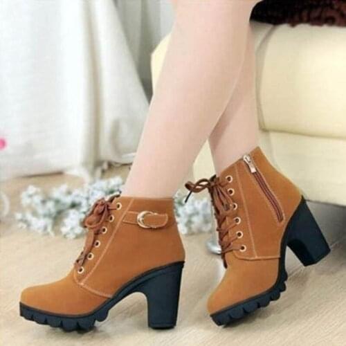 Plus Size 35-41 Winter Casual Women Pumps Warm Ankle Boots Waterproof High Heels Snow 2021 Shoes Botas Patent Botas Muje