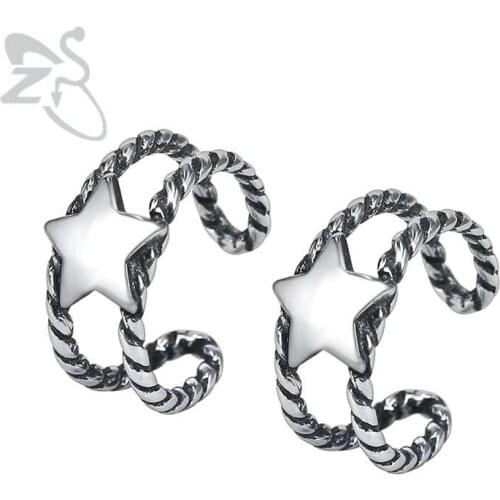 ZS Fashion Women Earrings Star Ear Cuff Stainless Steel Ear Clip Earrings Without Piercing for Women Clip Earrings Accessories