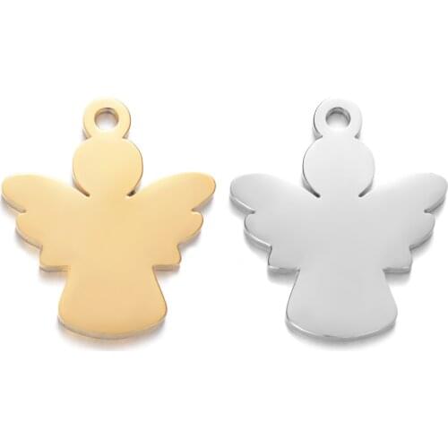 10Pcs/lot DIY single hole accessories for angel pendant pendant with polished stainless steel mirror on both sides