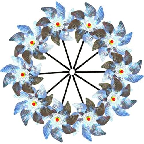 10pcs Reflective Pinwheels with Stakes Extra Sparkly Pin Wheel for Garden Decor Scare Bird Tool Bird Repellent Garden Supplies