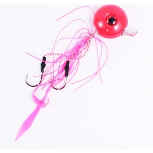 2 Color Big Eye Jig Lure Ocean Boat Fishing Bait Metal Jig Octopus Head Rubber Threads Skirts Deep Seawater Fishing Fishing Lure