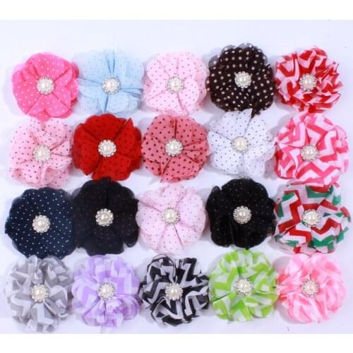 200PCS 5CM Fashion Dot Chiffon Artificial Flowers For Wedding Invitation Christmas Flowers For Dress Decoration Flower Head