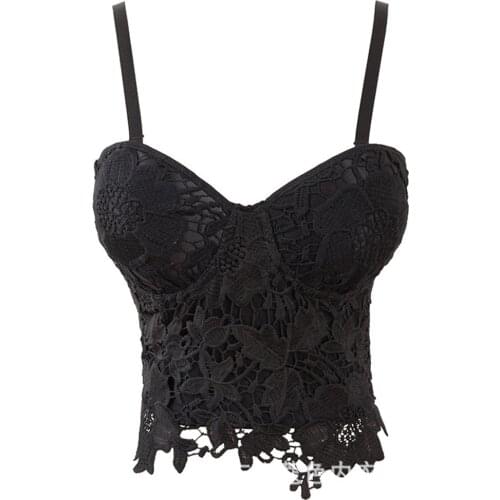 2021 Sexy Black White Bridal Lace Women Corset Crop Top Push up Bras for Night Club