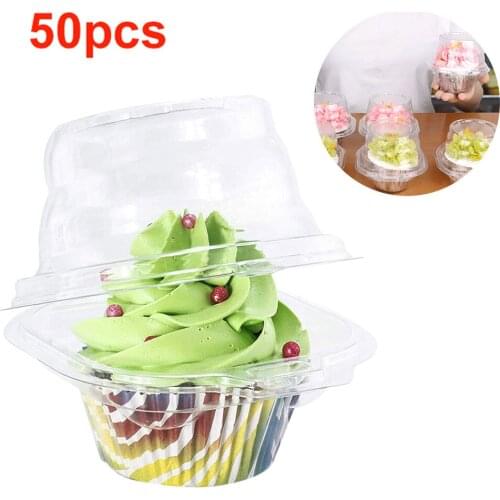 50 Pcs/Set Ice Cream Cup Disposable Transparent Plastic Cups with Lid For Mousse Jelly Sauce Yogurt Jelly Pudding Dessert Baking