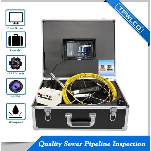 7inch Monitor Sewer Camera with DVR Video Recorder 23mm Lens Waterproof Pipe Drain Industrial Endoscope Inspection