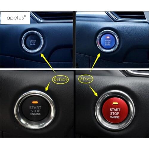 Lapetus Accessories For Mazda 6 Sedan & Wagon 2016 2017 Start Stop Engine Push Button Frame Key Molding Cover Kit Trim 1 Piece