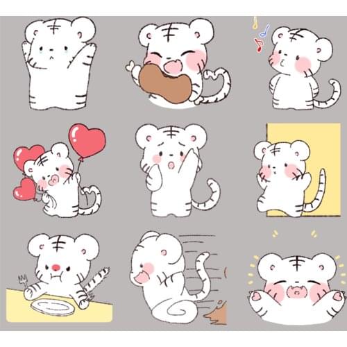 24 Funny Tiger Scrapbook Stickers for Children, DIY Laptop Suitcase Skateboard Motorcycle Bike Toys