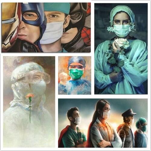 5D DIY Diamond Painting "Strong Hero" Cross Stitch Kits Handmade Mosaic Art Doctor Nurse Diamond Embroidery Home Decoration Gift