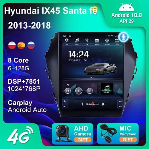 6G+128G For Hyundai IX45 Santa Fe 2013-2018 Car Radio Multimedia Android Auto GPS Navigation Stereo 4G WIFI BT No DVD Player