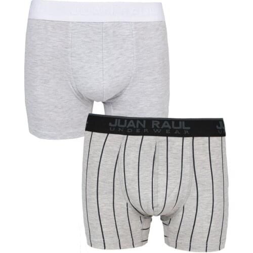 DeepSEA Gray Men 'S Cotton Boxer Shorts Panties Casual Boxer Inner Linen Double Set 2 PCs For Male 2006931