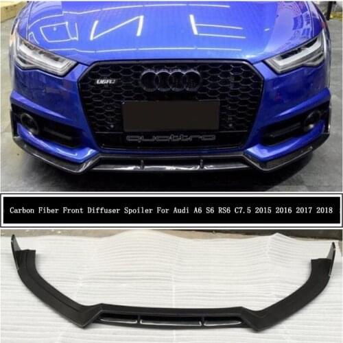 For Audi A6 S6 RS6 C7.5 2015 2016 2017 2018 Carbon Fiber Front Bumper Diffuser Lip Spoiler High Quality Car Accessories