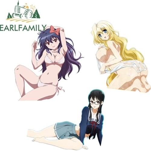 EARLFAMILY 13cm Car Sticker Sexy Girl Kyoukai no Kanata Anime Beauty Nase Mitsuki Render Cartoon Car Styling Waterproof Decal