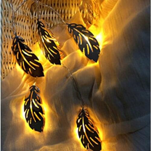 Festoon Led Light Wrought Iron Feather String Lights Nordic Style Fairy Lighting Battery Charging Wedding Christmas Decoration