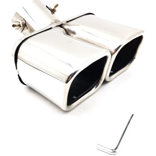 2.5" Curved Car Exhaust Pipe Muffler Tip Double pipe Stainless Steel Chorme