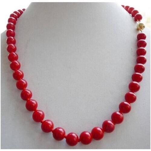 Fine jewelry 10mm Red Sea Coral Gems Round Bead Necklace bracelets Free Shipping