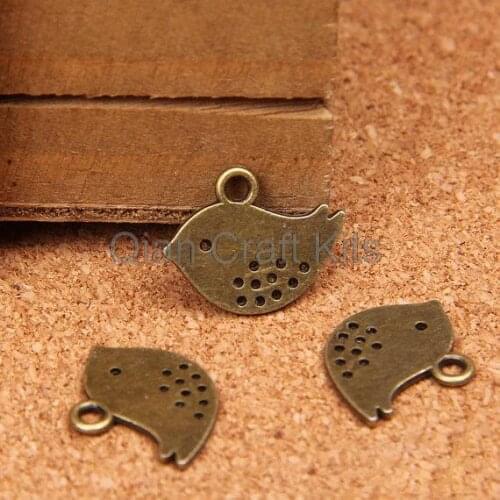 200pcs bird zakka antiqued brass bronze zinc alloy pendent with holes charm drops for DIY jewelry fittings 16*13mm LM347