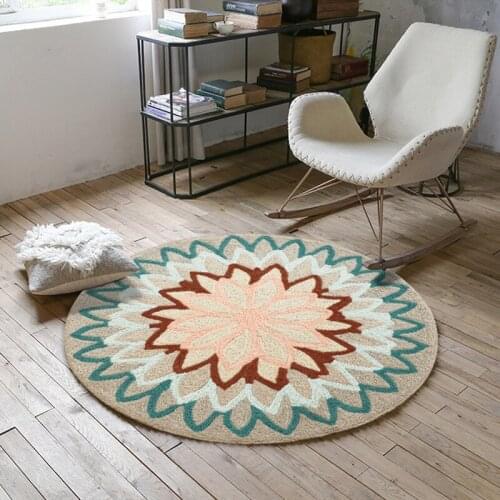 European Flower Round Carpets For Living Room Computer Chair Area Rug Children Play Floor Mat Anti-slip Cloakroom Carpets