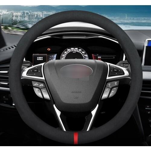 MIDOON Carbon Fiber Cow Leather Car Steering Wheel Cover For Ford Focus 2 3 MK2 Fiesta Fusion Mondeo MK4 Kuga Ranger F150