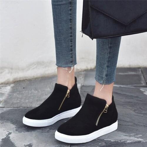 Fashion Women Flat Boots Ladies Round Toe Flat Casual Comfort Shoes Female Short Boot Autumn Winter Zip Platform Ankle Boots