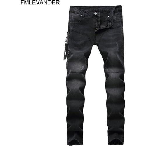 Fashion Design Hiphop Plus Size 38 Vintage Washed jean homme Stretch Skinny Jeans Men