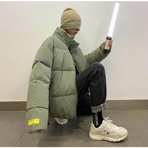 Men Harajuku Bubble Coat Winter Jacket 2021 Mens Streetwear Casual Parka Korean Couple Clothes Oversized Puffer Jackets