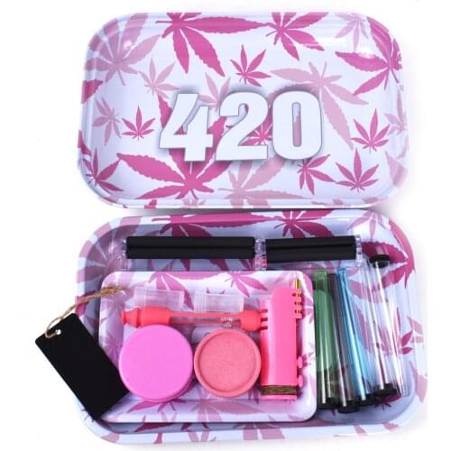 Anti-drop Rolling Tray Smoking Kit Grinder Portable Herb Container Rolling Machine Set Smoking Pipe For Smoke Easy To Carry