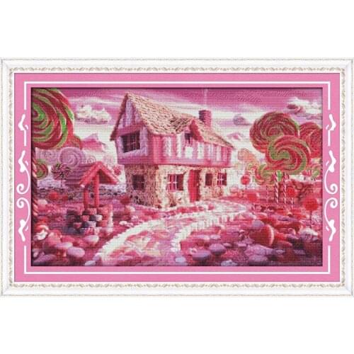 Everlasting Love Fairy Tale House Chinese Cross Stitch Kits Ecological Cotton Printed 11 14CT DIY New Year Christmas Decorations