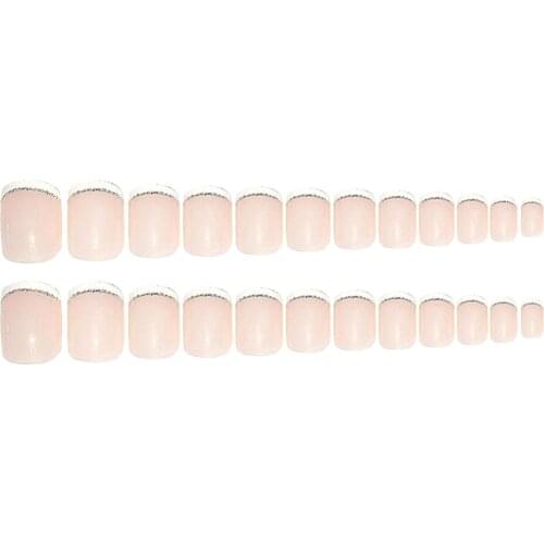24 Pcs Light Pink False Nails Set, Manicure Full Cover Short Length Ballerina False Nails Tips for Women Girls