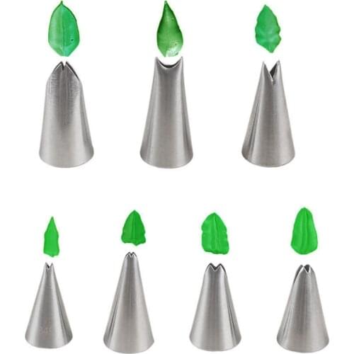 7 pcs/set Leaf Tips Stainless Steel Icing Piping Nozzles Cake Decorating Pastry Sets Cupcake Tools Baking Mold